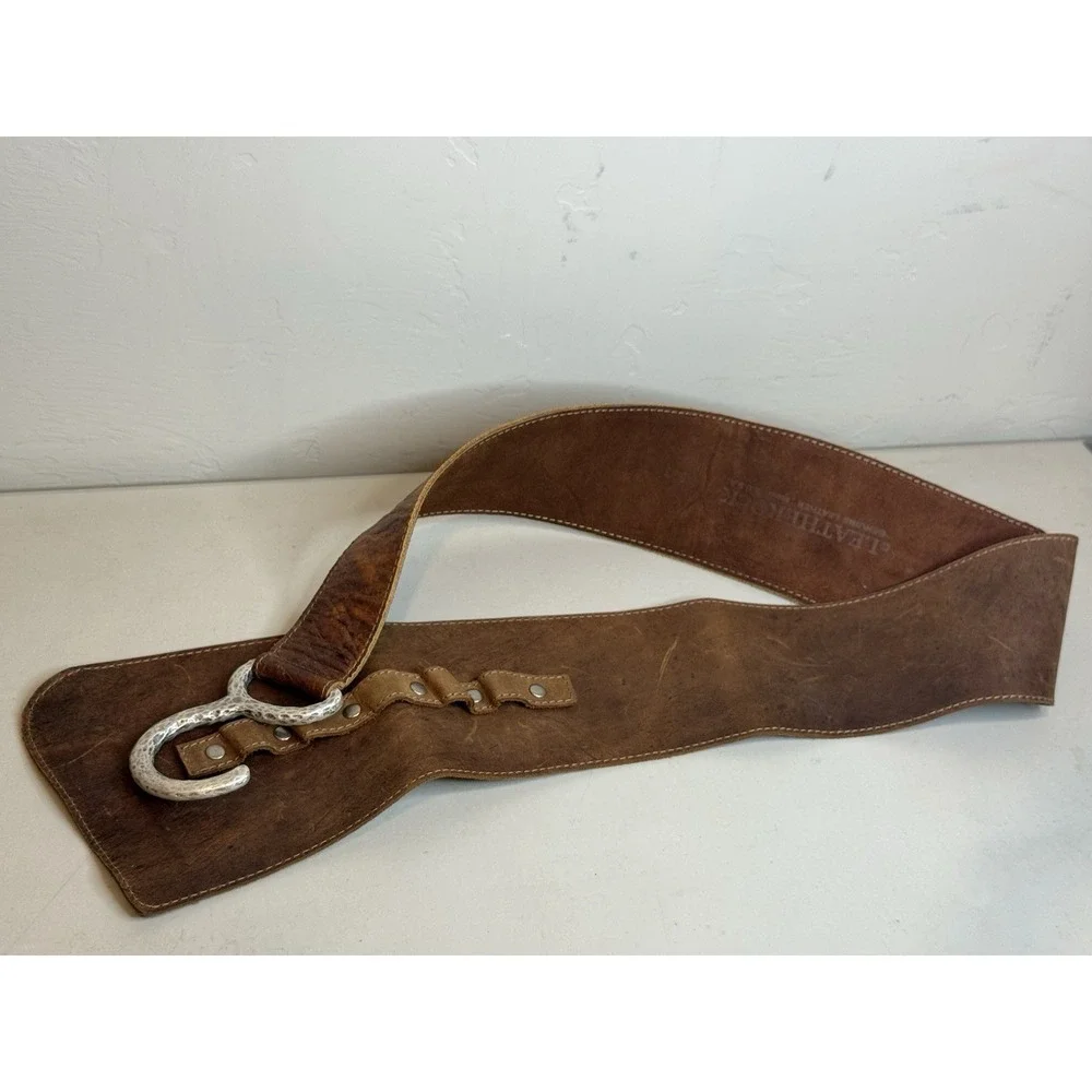 Leatherock Vintage Brown Suede Wide Waist Hip Belt Silver Hook Buckle USA 36
